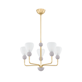 DOREEN CHANDELIER in AGED BRASS/SOFT PEIGNOIR Finish