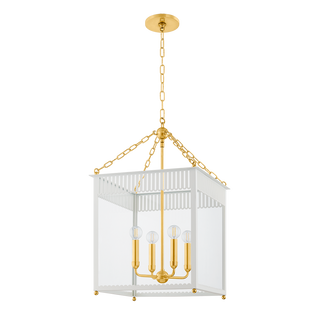 ROSALIE LANTERN in AGED BRASS/SOFT CREAM Finish