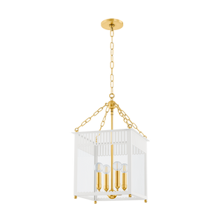 ROSALIE LANTERN in AGED BRASS/SOFT CREAM Finish