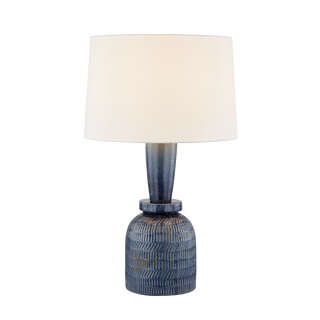 RUSSO Table Lamp in AGED BRASS/CERAMIC WASHED COBALT Finish