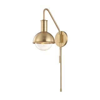 Riley Plug-In Sconce in Aged Brass Finish