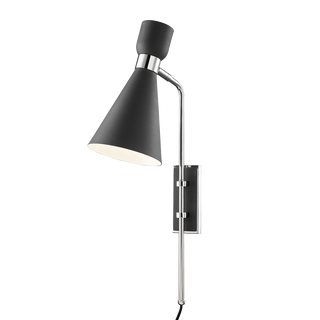 Willa Plug-in Sconce in Polished Nickel/black Finish