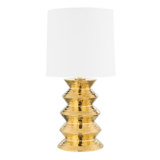 Zoe Table Lamp in AGED BRASS CERAMIC GOLD Finish