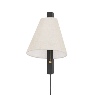 Ellen Plug-in Sconce in AGED BRASS/WOOD CHARRED ASH Finish