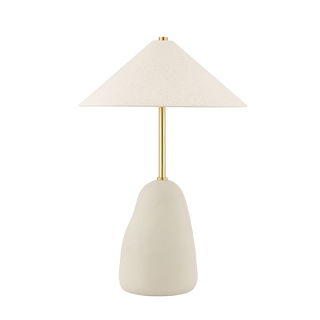 Maia Table Lamp in AGED BRASS/CERAMIC TEXTURED BEIGE Finish
