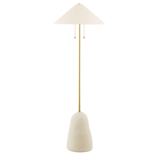 Maia Floor Lamp in AGED BRASS/CERAMIC TEXTURED BEIGE Finish