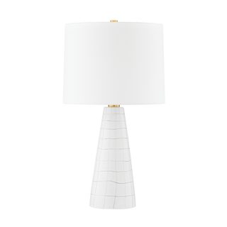 MELINDA Table Lamp in AGED BRASS/CERAMIC SATIN WHITE Finish