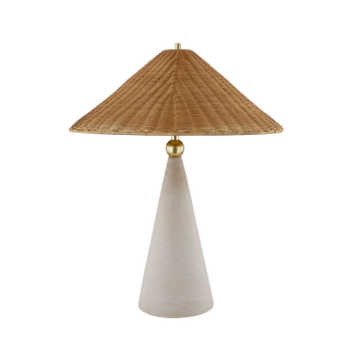 PERILLA Table Lamp in AGED BRASS/ CERAMIC WINDSWEPT WHITE Finish