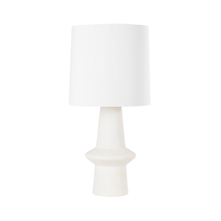 RAMAPO Table Lamp with AGED BRASS/PALE FLAX CERAMIC Finish