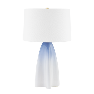 CHAPPAQUA Table Lamp with AGED BRASS/GLOSS SKY OMBRE CERAMIC Finish