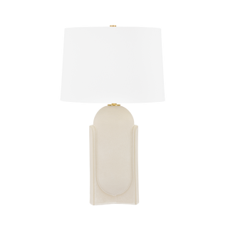 LEESTON Table Lamp with Aged Brass/Ceramic Moonstone Sand Finish
