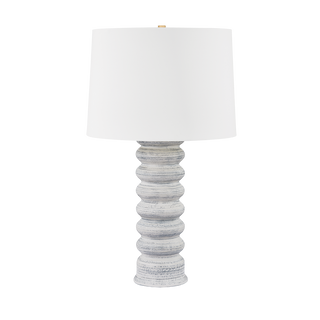 HARWINTON Table Lamp with Aged Brass/Ceramic Grey White Finish