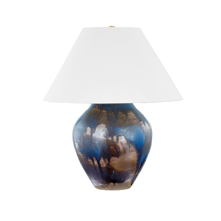 PLEASANTVILLE Table Lamp with Aged Brass/Ceramic Silt Blue Finish
