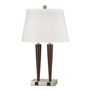 26" Tall Metal Desk Lamp in Espresso and Brushed Steel Finish