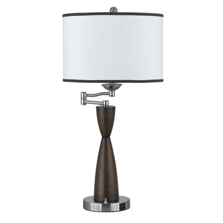 30" Tall Metal Table Lamp in Brushed Steel and Espresso Finish