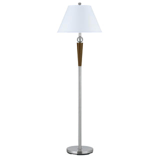 60" Tall Metal Floor Lamp in Brushed Steel/Espresso Finish