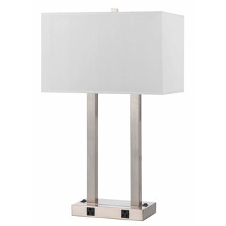 60W 2 Light Metal Desk Lamp W/ Two Outlets