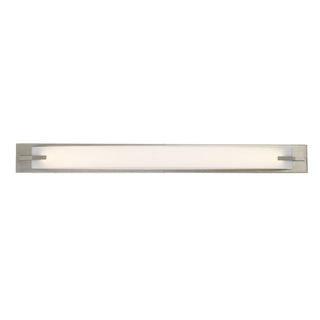 Long Metal Base Vanity Light in Brushed Steel