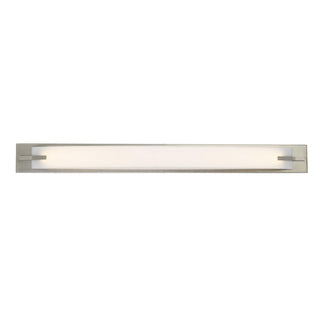 Long Metal Base Vanity Light in Brushed Steel