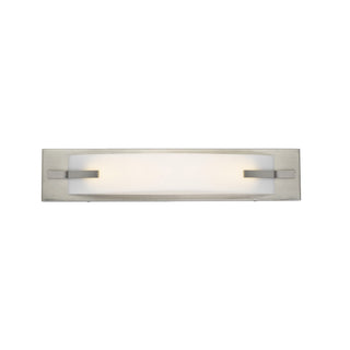 Long Metal Base Vanity Light in Brushed Steel