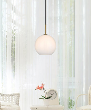 Baxter 12 Inch Pendant Frosted White Shade in Satin Gold