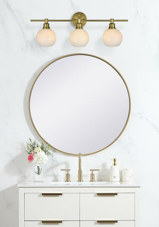 Collier 3 Light Satin Gold and Frosted White Glass Wall Sconce