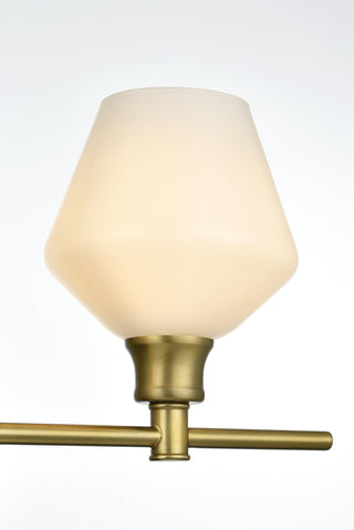 Gene 5 Light Satin Gold and Frosted White Glass Wall Sconce