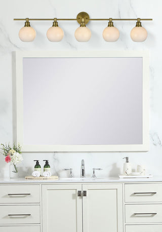 Collier 5 Light Satin Gold and Frosted White Glass Wall Sconce