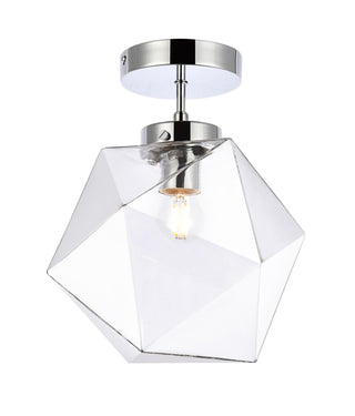 Lawrence 1 light chrome and clear glass flush mount