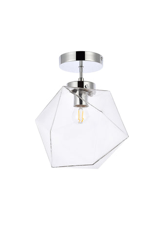 Lawrence 1 light chrome and clear glass flush mount