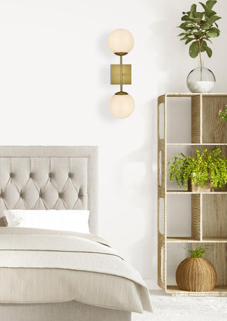 Neri 6 Inch Wall Sconce White Shade in Satin Gold