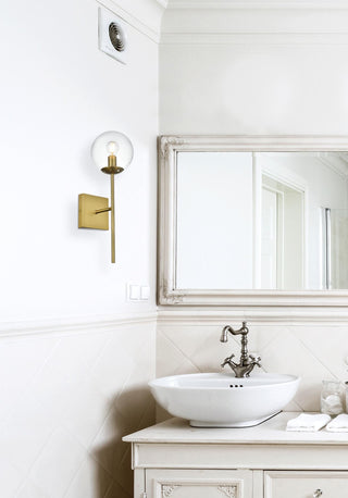 Neri 6 Inch Wall Sconce Clear Shade in Satin Gold