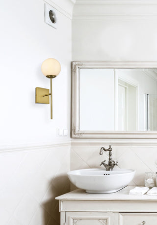 Neri 6 Inch Wall Sconce White Shade in Satin Gold