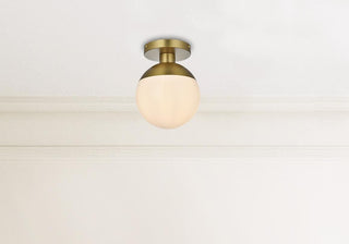 Eclipse 8 Inch Flush Mount Frosted White Shade in Satin Gold