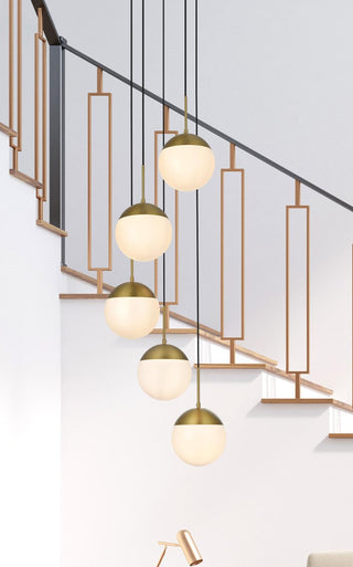 Eclipse 18 Inch Pendant Frosted White Shade in Satin Gold