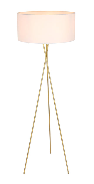 Cason 1 light Brass and White shade Floor lamp