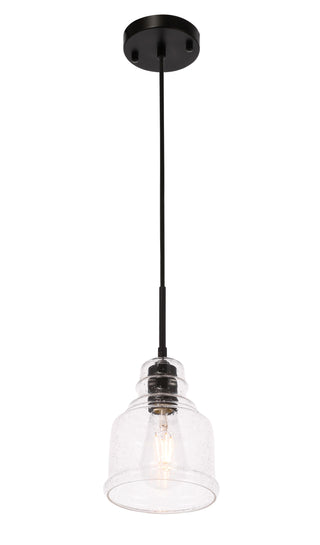 Pierce 1 light Black and Clear seeded glass pendant