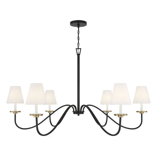 6-Light Chandelier in Black with Natural Brass Accents Black with Natural Brass Accents