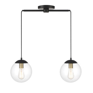 2-Light Linear Chandelier in Matte Black with Natural Brass Matte Black with Natural Brass