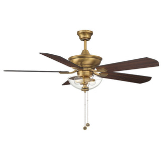 52" 2-Light Outdoor Ceiling Fan in Natural Brass Natural Brass