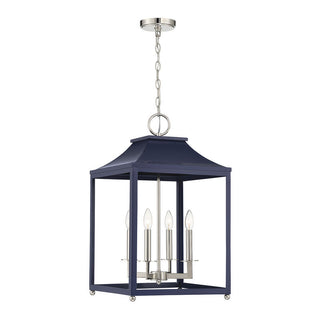 4-Light Pendant in Navy Blue with Polished Nickel Navy Blue with Polished Nickel