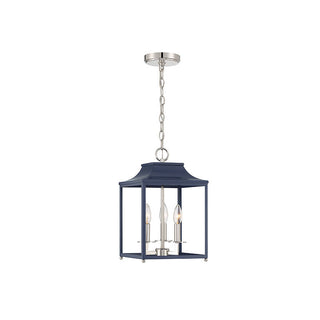 3-Light Pendant in Navy Blue with Polished Nickel Navy Blue with Polished Nickel