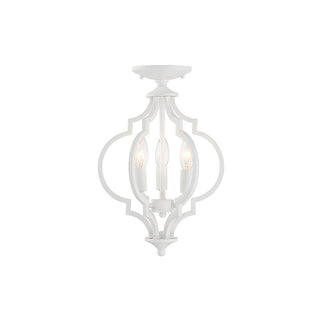 3-Light Convertible Semi-Flush or Pendant in Bisque White Bisque White