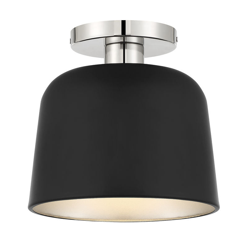 1-Light Ceiling Light in Matte Black with Polished Nickel Matte Black with Polished Nickel
