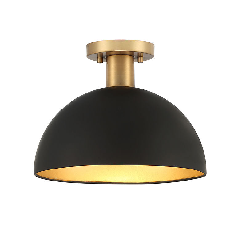 1-Light Ceiling Light in Matte Black with Natural Brass Matte Black with Natural Brass