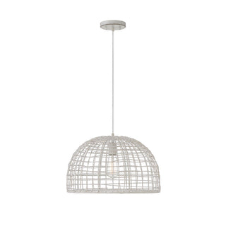 1-Light Pendant in White Rattan with A White Socket  White Rattan with a White Socket