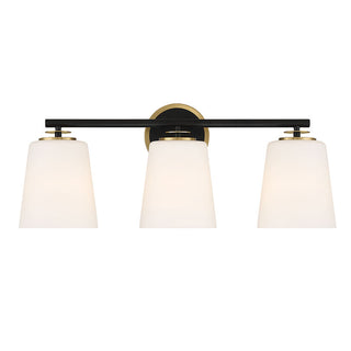 3-Light Bathroom Vanity Light in Matte Black and Natural Brass Matte Black and Natural Brass