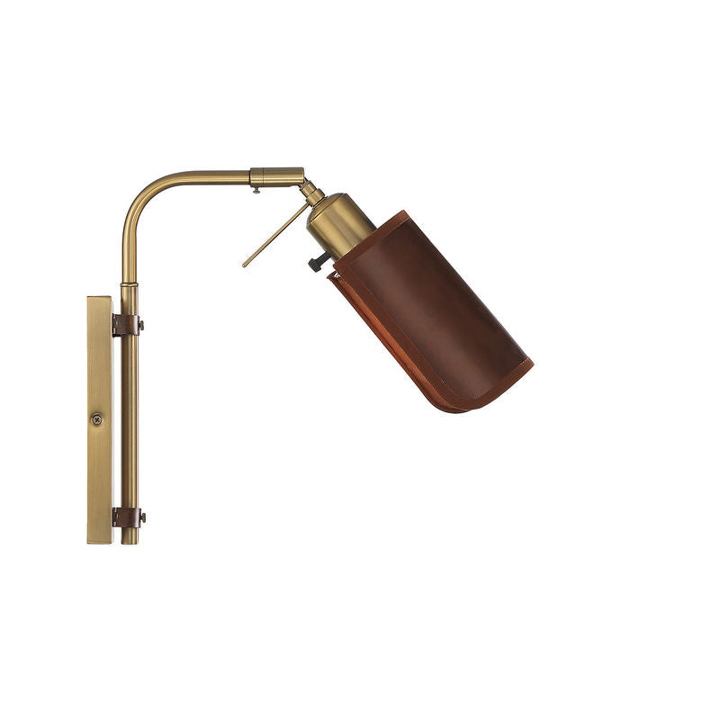 1-Light Adjustable Wall Sconce in Natural Brass Natural Brass