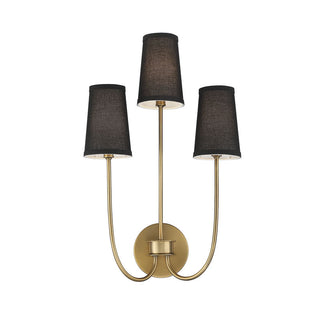 3-Light Wall Sconce in Natural Brass Natural Brass