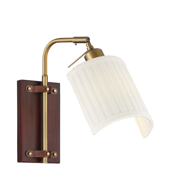 1-Light Adjustable Wall Sconce in Redwood with Natural Brass Redwood with Natural Brass